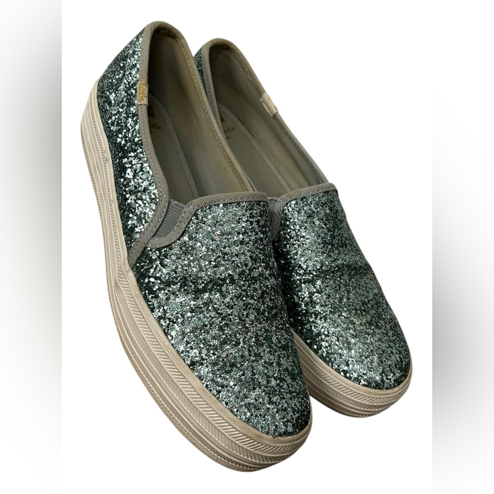 Keds x Kate Spade Triple Decker Blue Glitter Slip On Sneaker Size 9